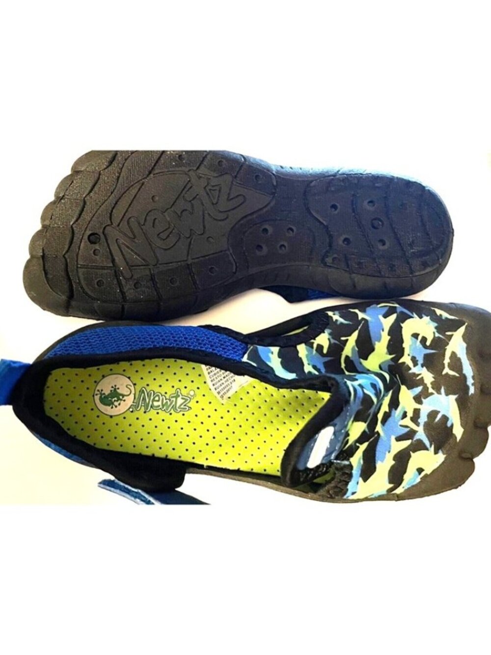 Newtz Water Shoes Girl/Boys Children Size 11/12 Bumper Toe Swim Sandal Blue/Grn